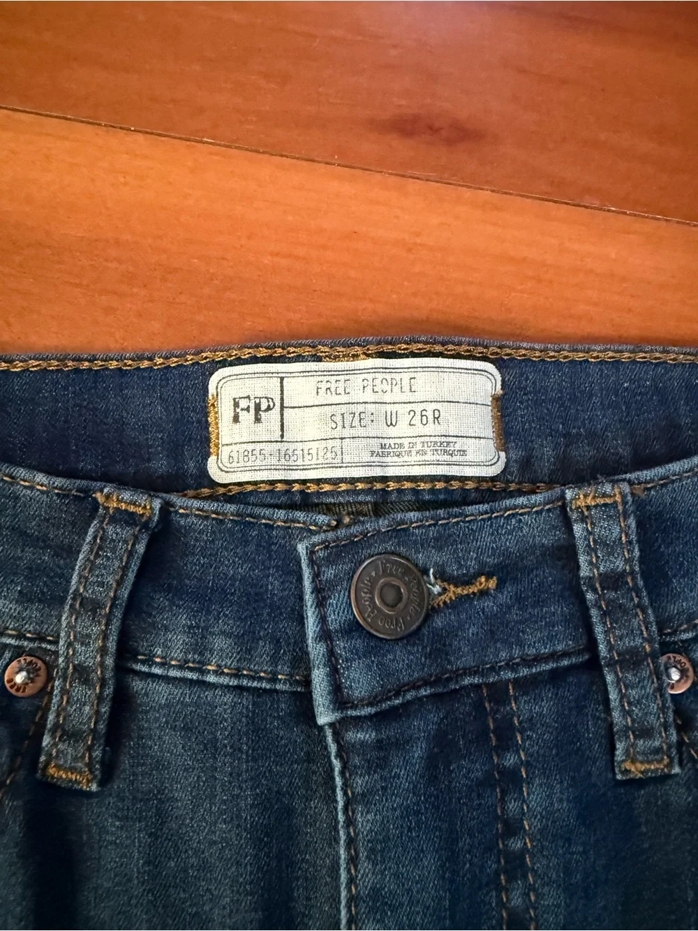 Free People Dark Blue Distressed Jeans Size 26